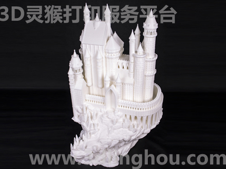 采用PLA白色材料3D打印古城堡模型展示